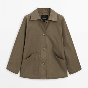 MASSIMO DUTTI Shimmering Brown Collared M Long Sleeve Lined Button Jacket NWT